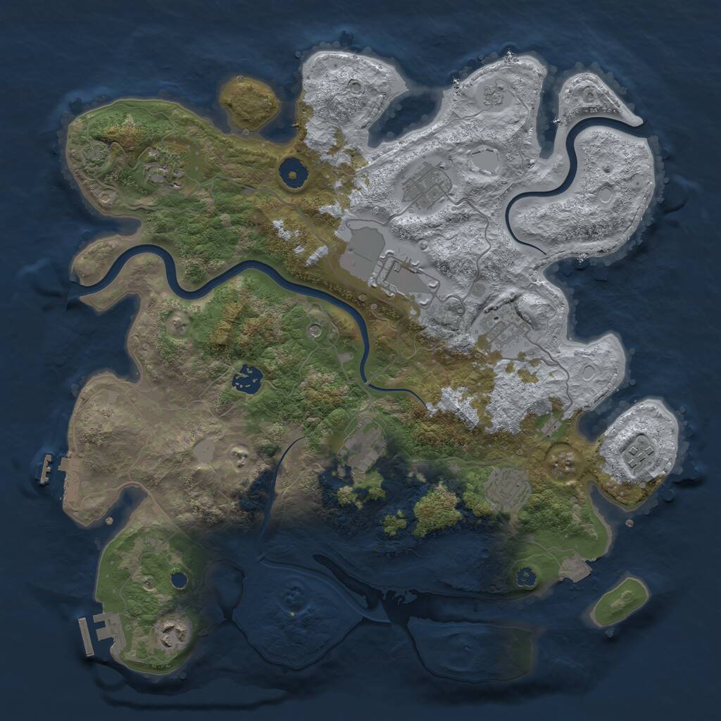 Rust Map: Procedural Map, Size: 3750, Seed: 1679644128, 15 Monuments