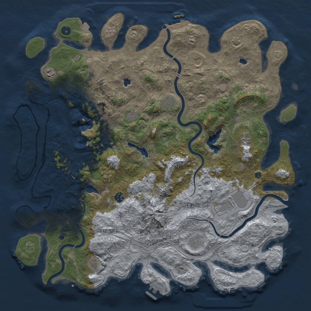 Rust Map: Procedural Map, Size: 5000, Seed: 847265, 17 Monuments