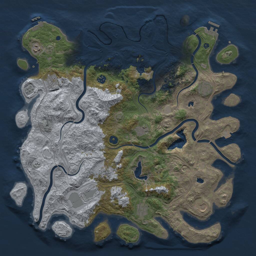 Rust Map: Procedural Map, Size: 4500, Seed: 221752, 16 Monuments