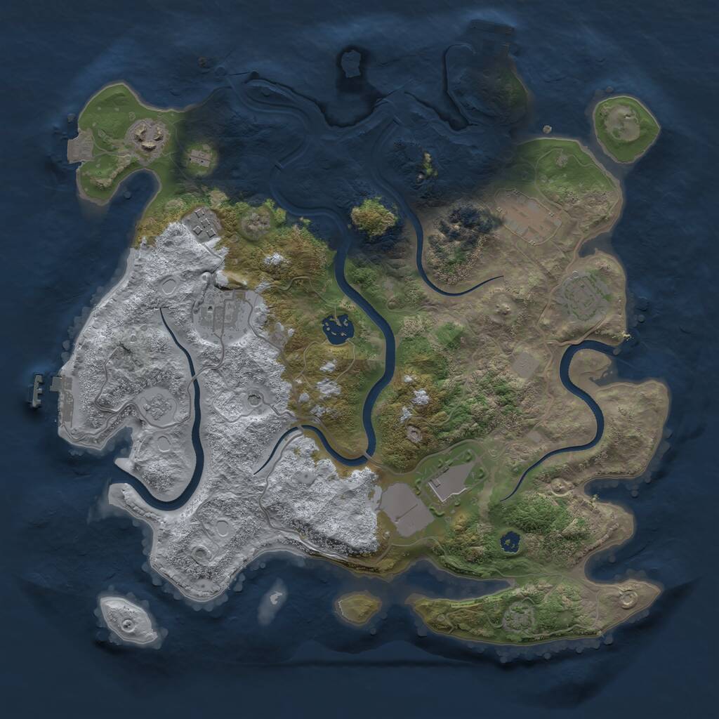 Rust Map: Procedural Map, Size: 3500, Seed: 58624517, 13 Monuments