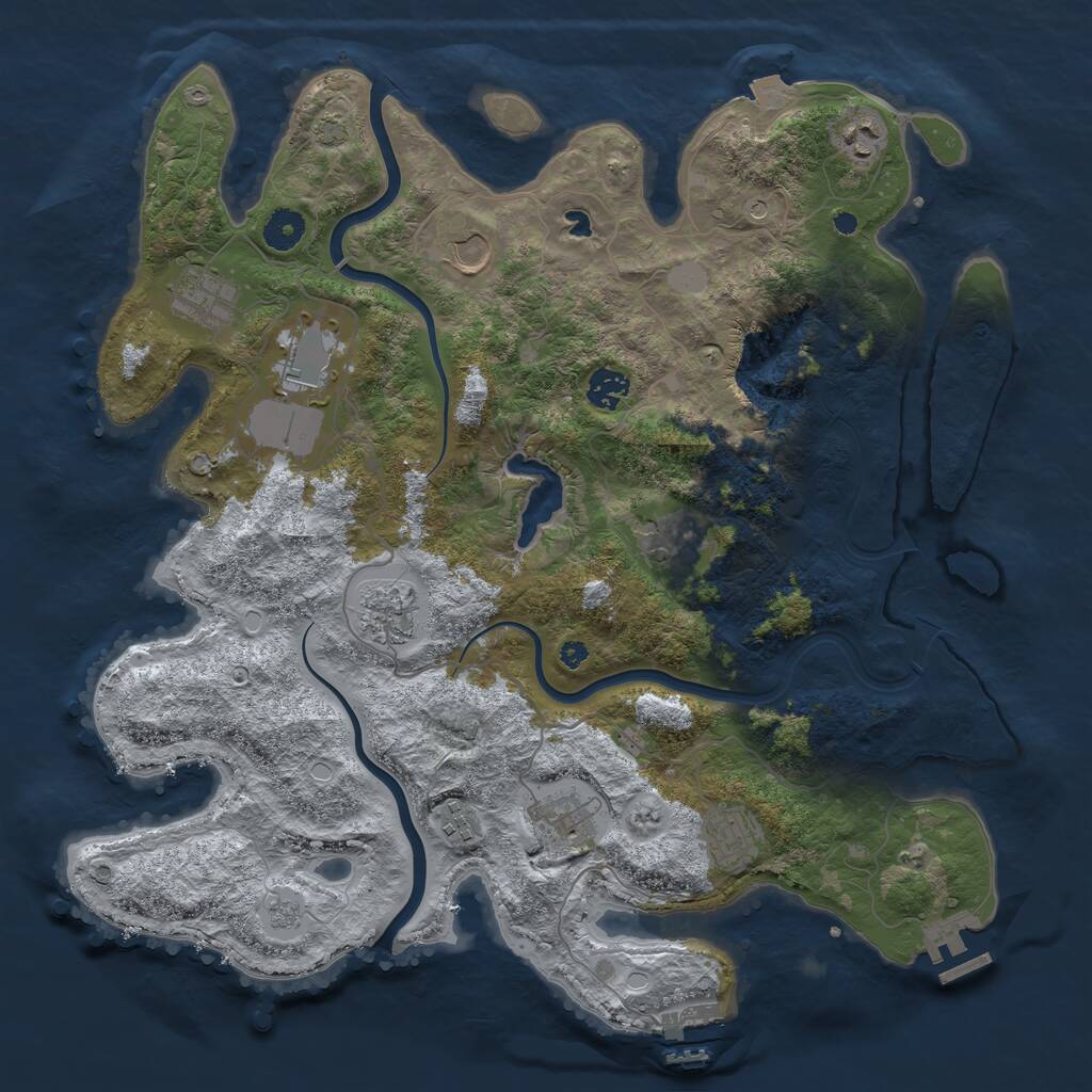 Rust Map: Procedural Map, Size: 4000, Seed: 893577, 16 Monuments