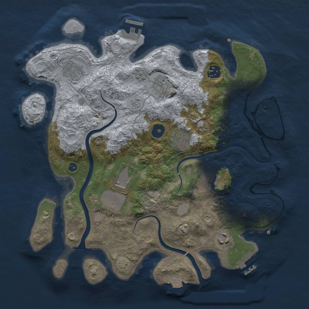 Rust Map: Procedural Map, Size: 3500, Seed: 155193, 14 Monuments