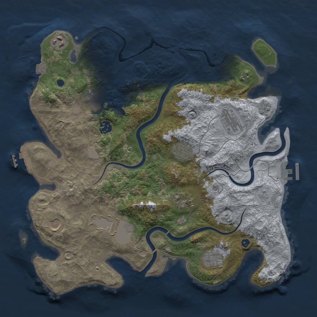 Rust Map: Procedural Map, Size: 3750, Seed: 234567, 16 Monuments