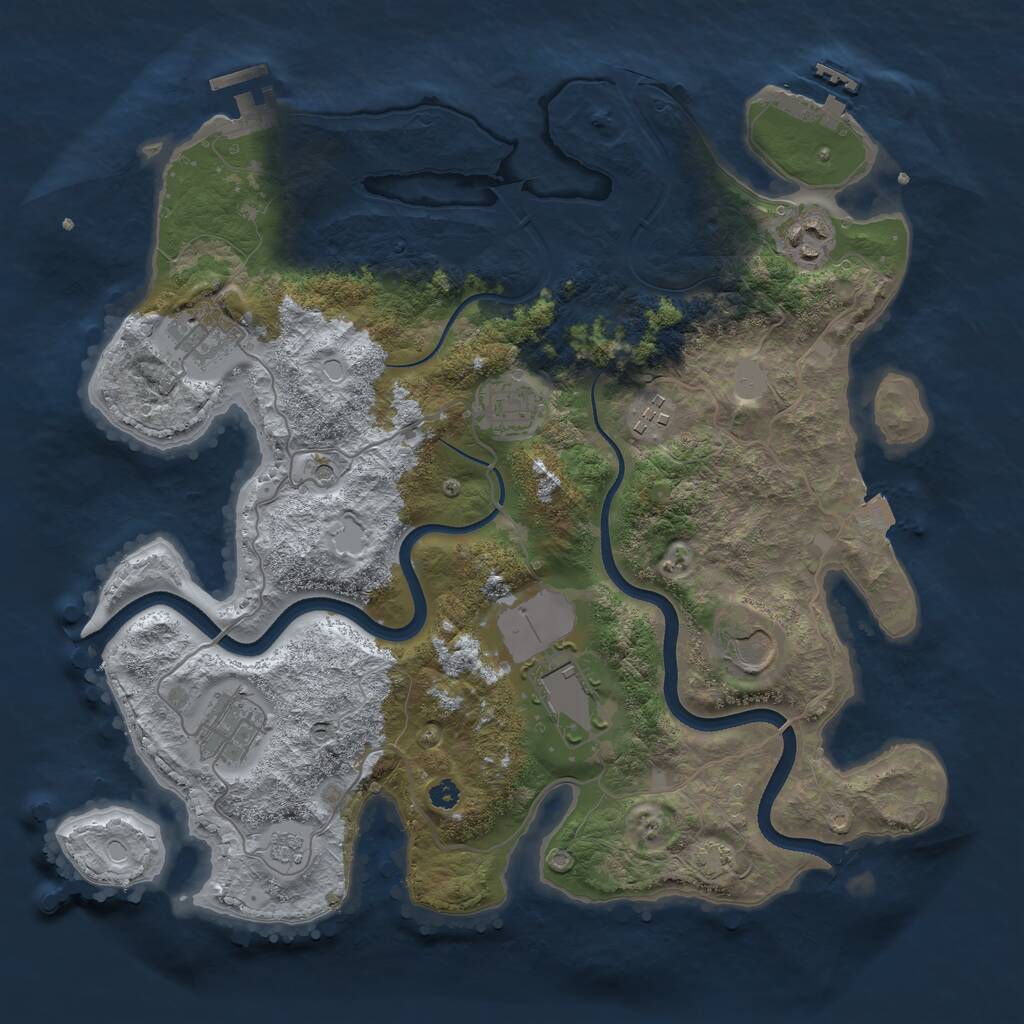 Rust Map: Procedural Map, Size: 3500, Seed: 504611, 13 Monuments