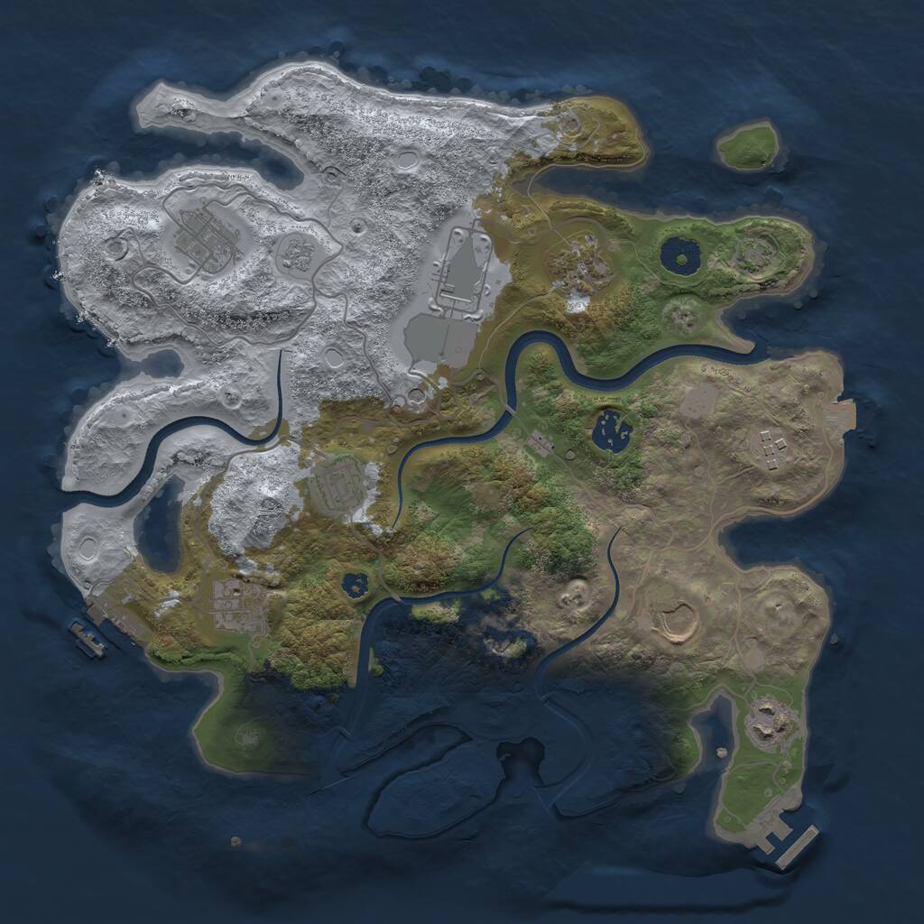 Rust Map: Procedural Map, Size: 3500, Seed: 1794246842, 15 Monuments