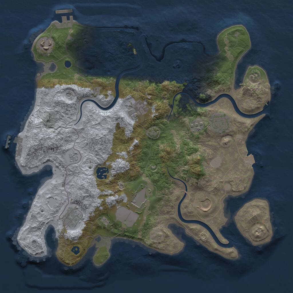 Rust Map: Procedural Map, Size: 3500, Seed: 491152, 14 Monuments
