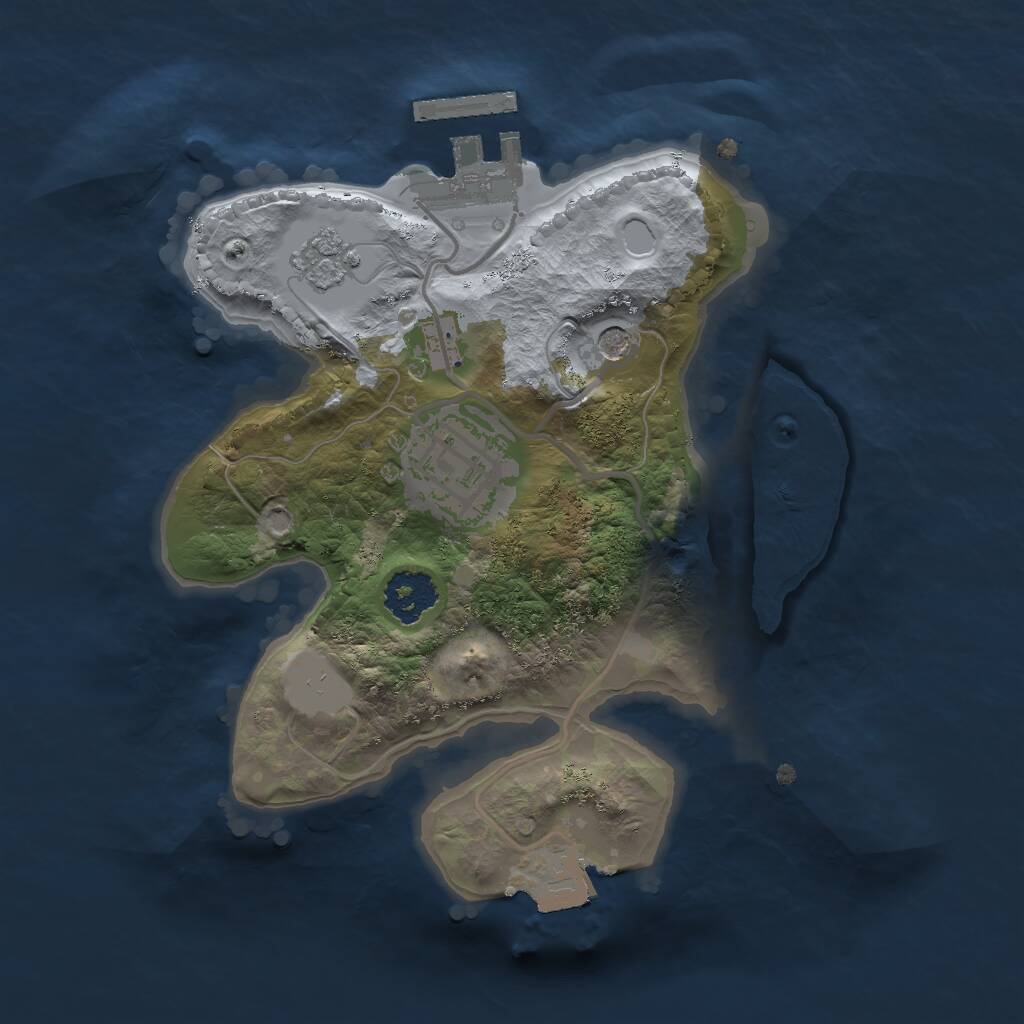Rust Map: Procedural Map, Size: 2000, Seed: 1381248924, 5 Monuments