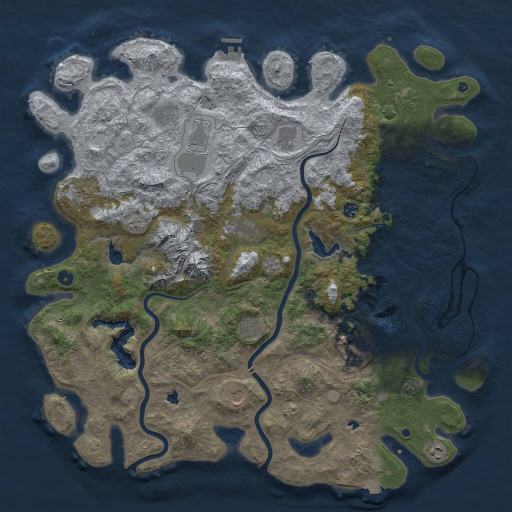 Rust Map: Procedural Map, Size: 5000, Seed: 672066, 16 Monuments
