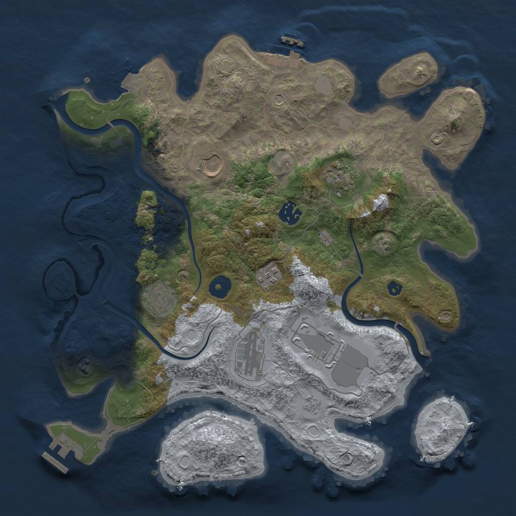 Rust Map: Procedural Map, Size: 3500, Seed: 739665, 13 Monuments