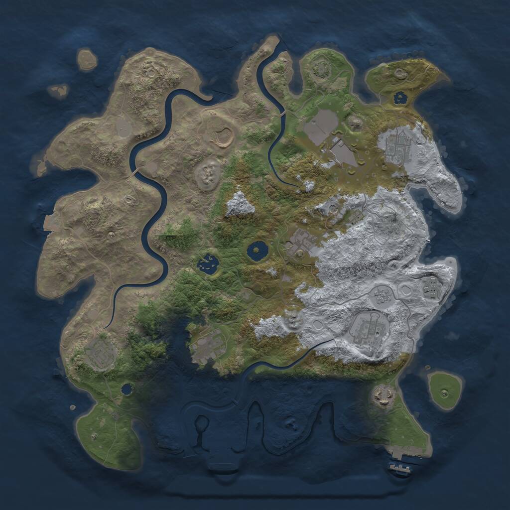 Rust Map: Procedural Map, Size: 3800, Seed: 43737, 16 Monuments