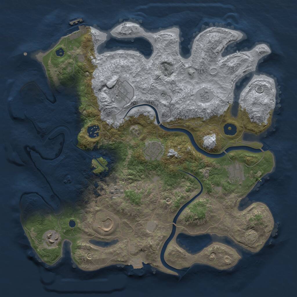 Rust Map: Procedural Map, Size: 3500, Seed: 117110, 13 Monuments