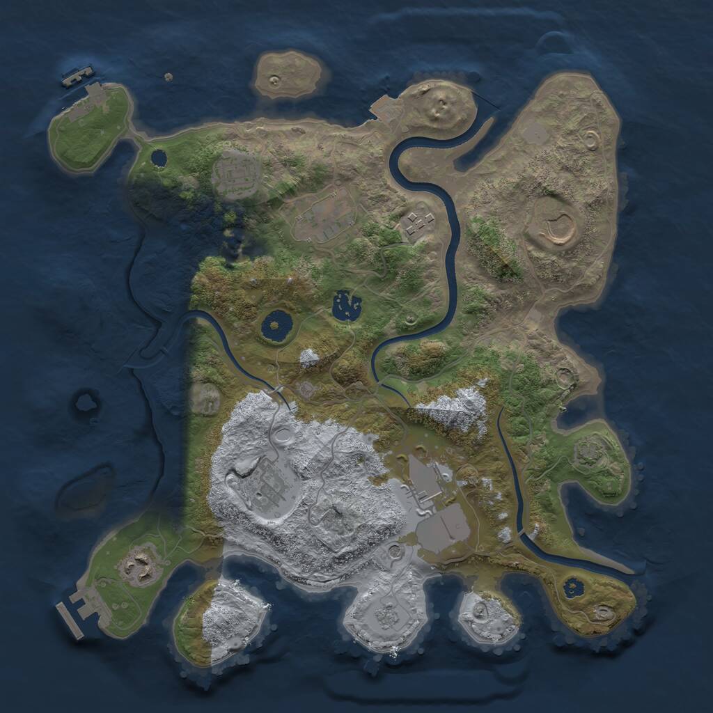 Rust Map: Procedural Map, Size: 3500, Seed: 1695923836, 14 Monuments