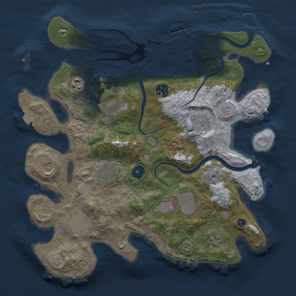 Rust Map: Procedural Map, Size: 3500, Seed: 841804, 15 Monuments