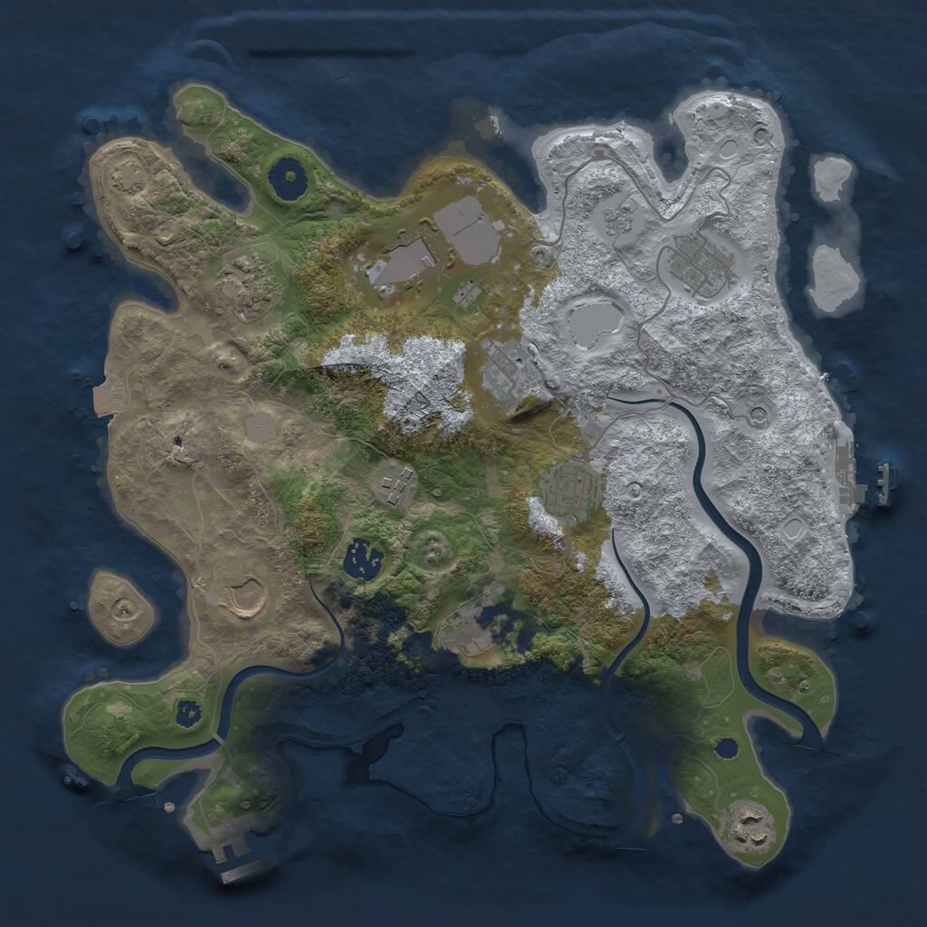Rust Map: Procedural Map, Size: 3500, Seed: 14570, 16 Monuments