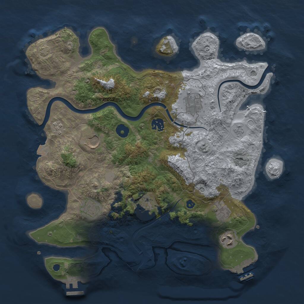 Rust Map: Procedural Map, Size: 3500, Seed: 125117126, 14 Monuments