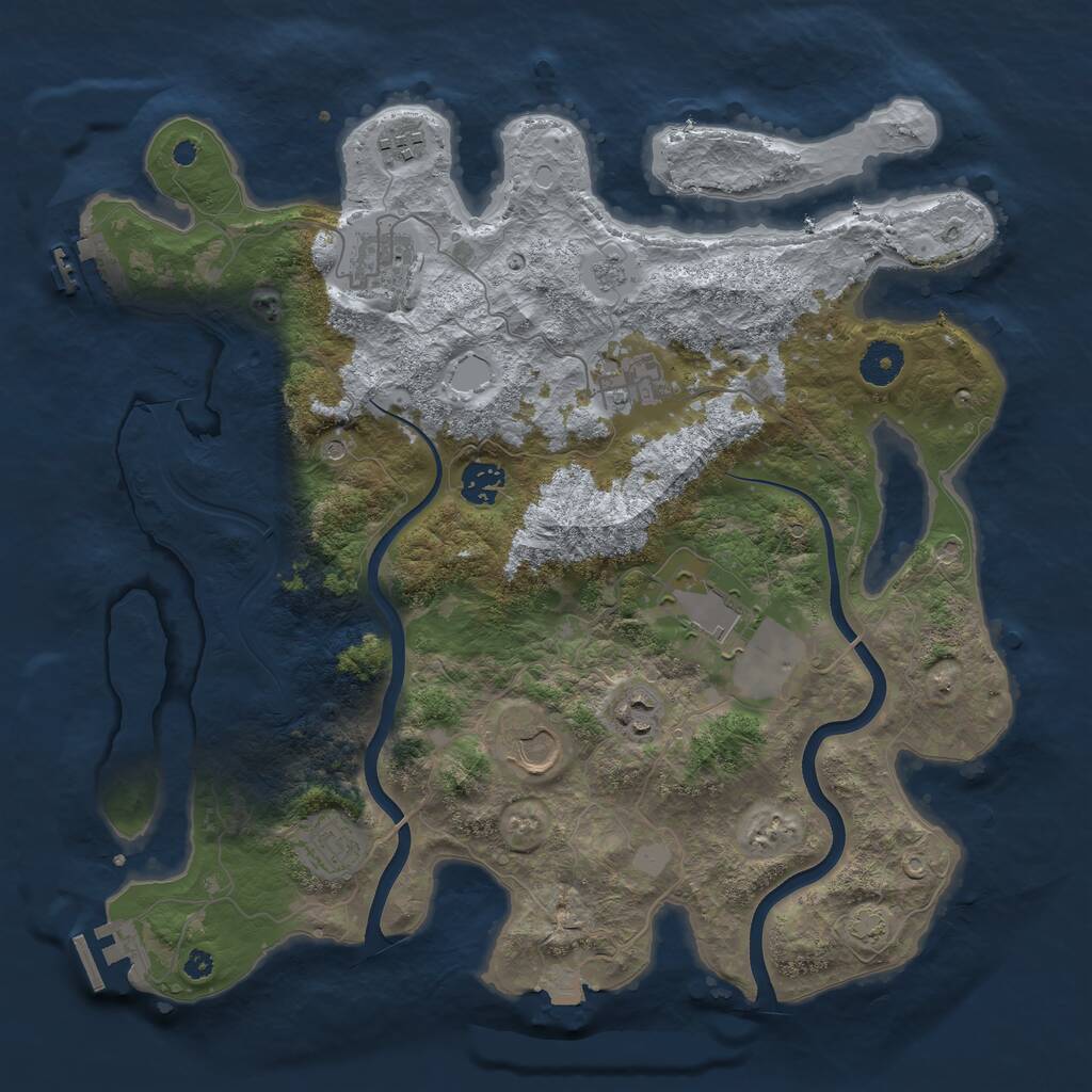 Rust Map: Procedural Map, Size: 3750, Seed: 1172592470, 14 Monuments