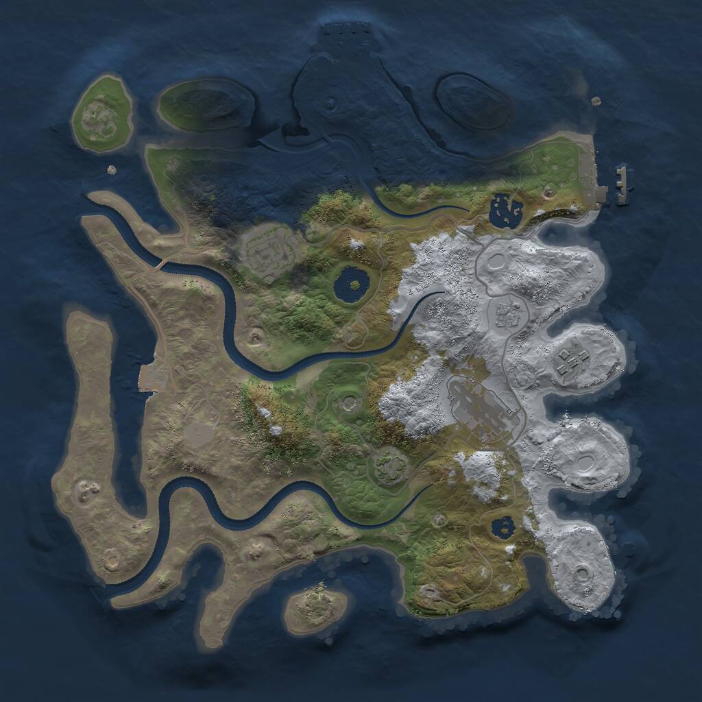 Rust Map: Procedural Map, Size: 3000, Seed: 1730514739, 10 Monuments