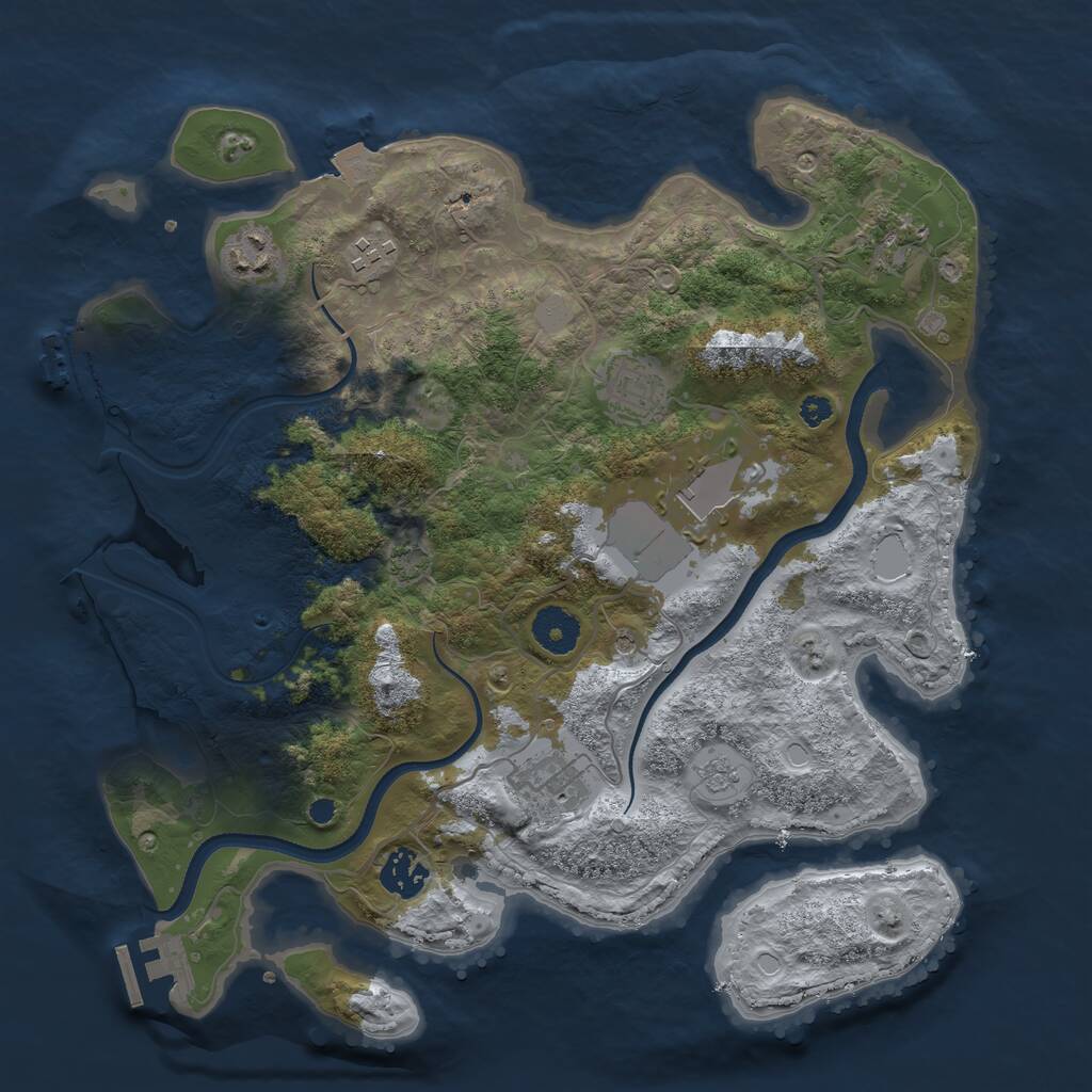 Rust Map: Procedural Map, Size: 3500, Seed: 39267, 13 Monuments