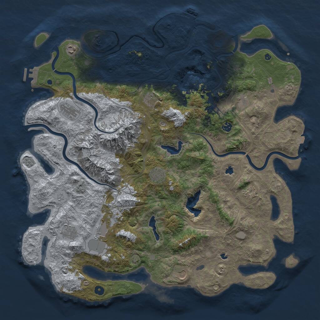 Rust Map: Procedural Map, Size: 5000, Seed: 358920, 17 Monuments