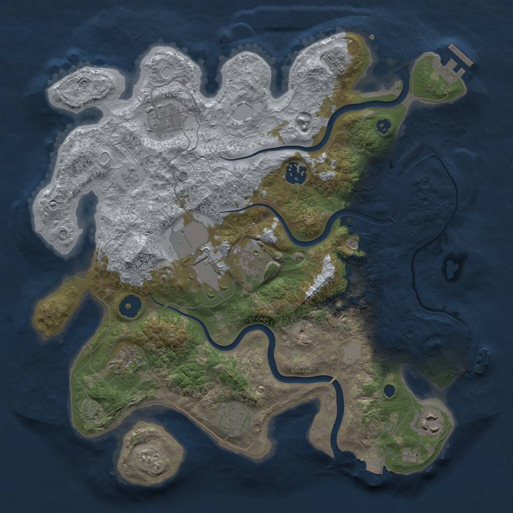 Rust Map: Procedural Map, Size: 3500, Seed: 945429, 14 Monuments