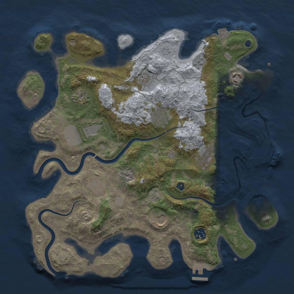 Rust Map: Procedural Map, Size: 3750, Seed: 677177, 16 Monuments