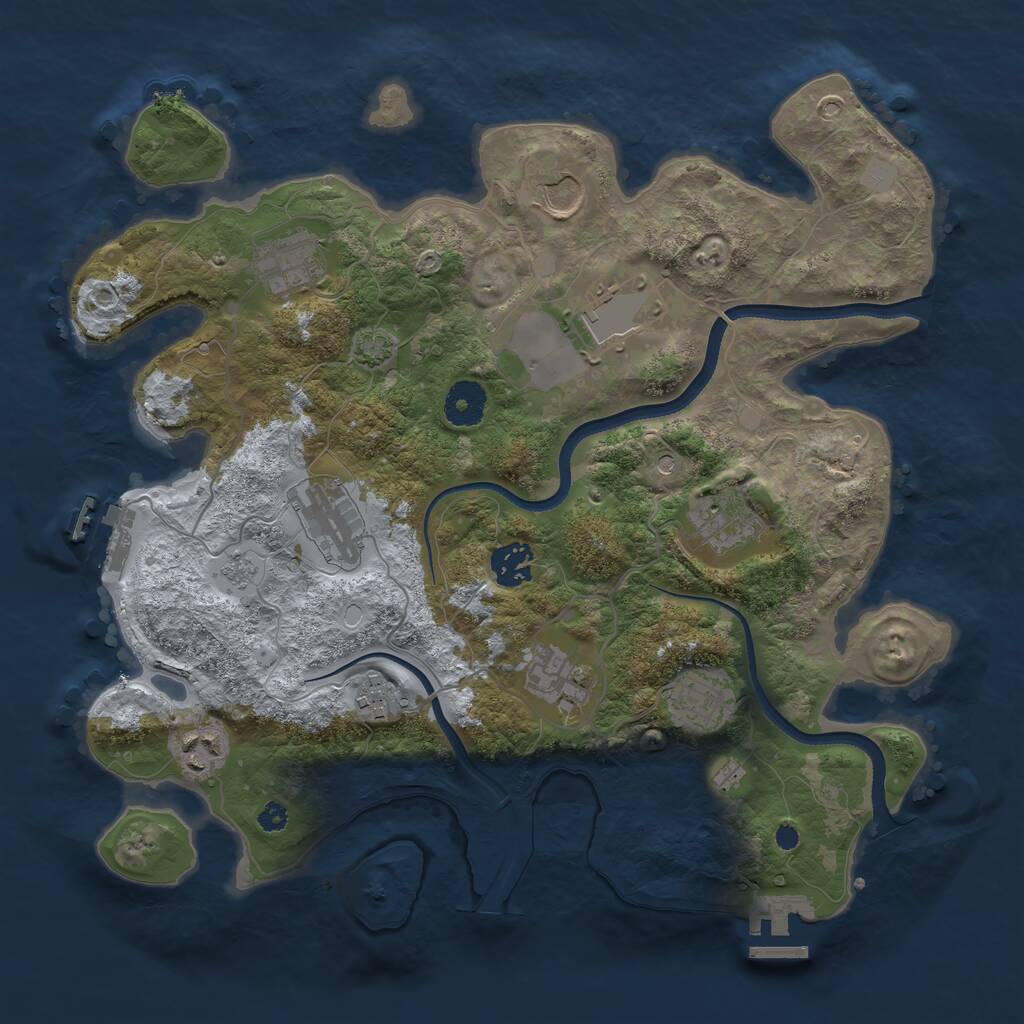 Rust Map: Procedural Map, Size: 3500, Seed: 781073404, 16 Monuments