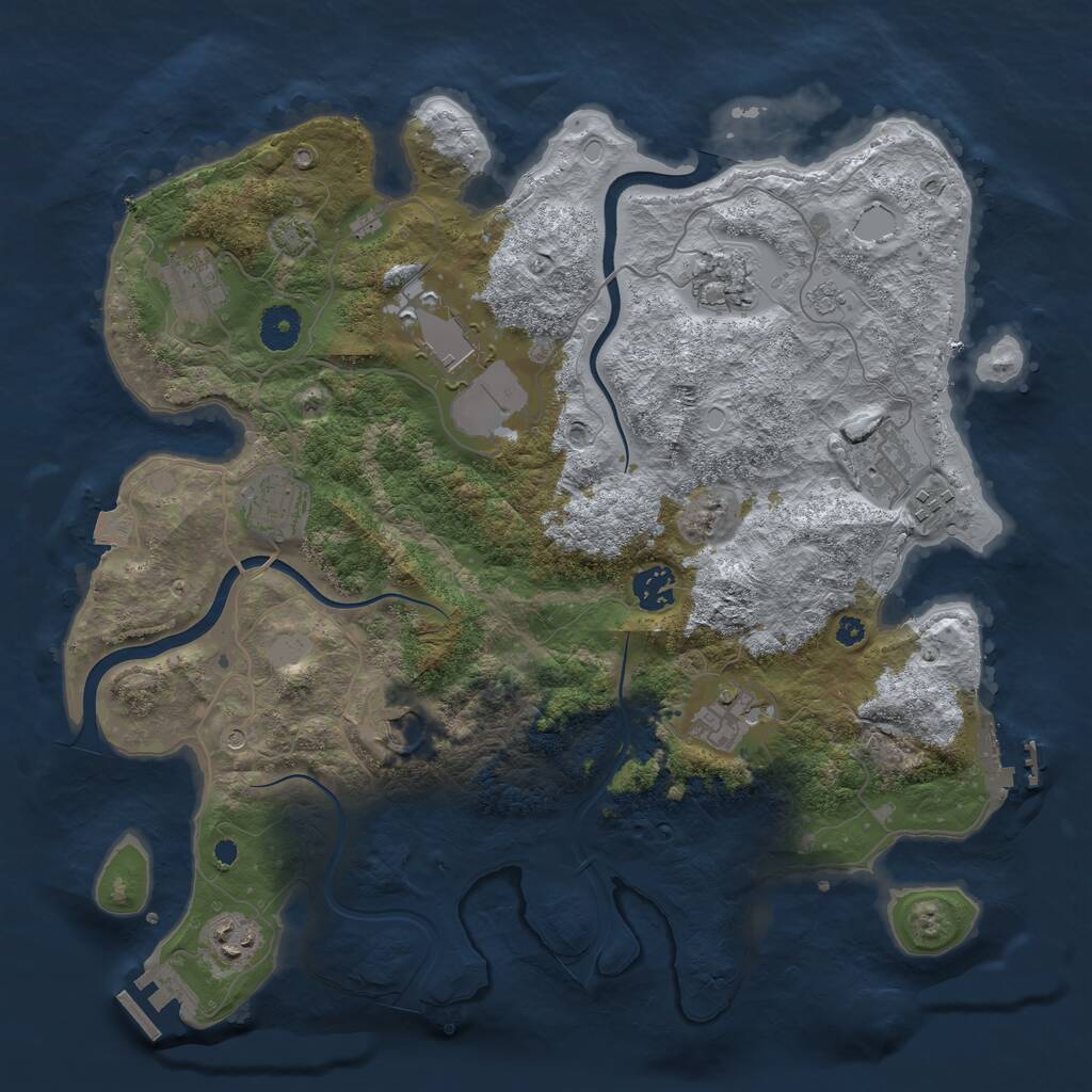 Rust Map: Procedural Map, Size: 3750, Seed: 182977, 16 Monuments