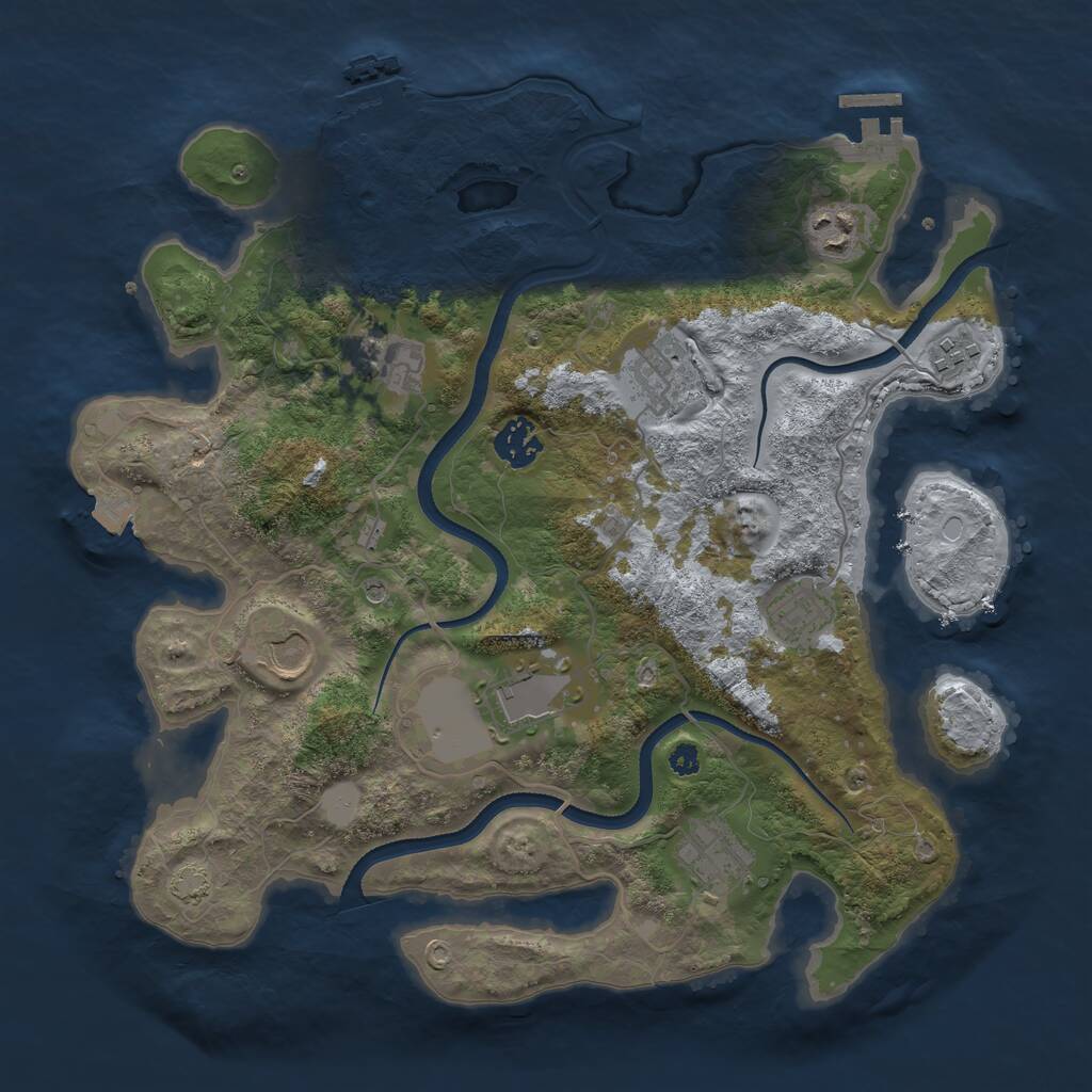 Rust Map: Procedural Map, Size: 3500, Seed: 152681, 14 Monuments