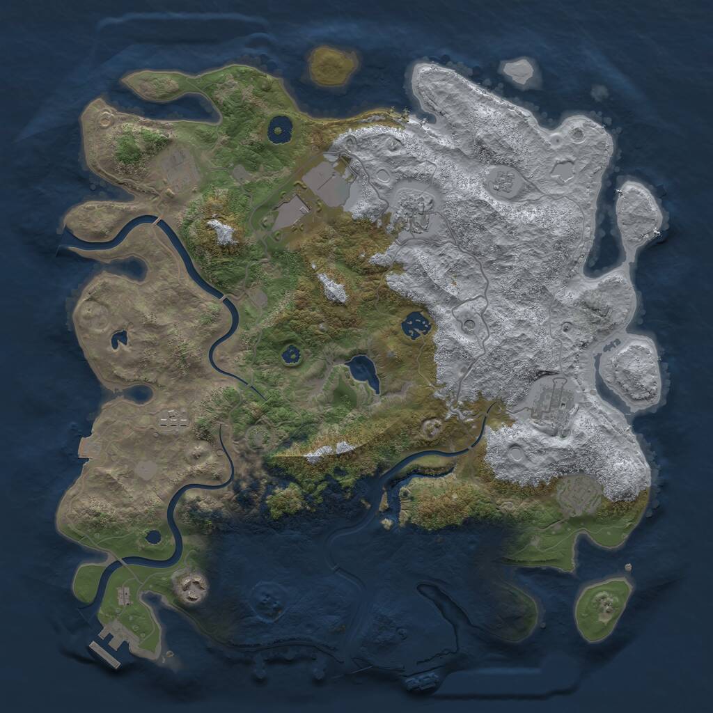 Rust Map: Procedural Map, Size: 4000, Seed: 583381, 14 Monuments