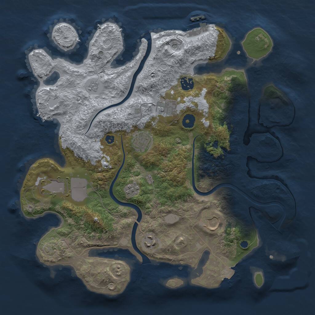 Rust Map: Procedural Map, Size: 3500, Seed: 9460, 12 Monuments