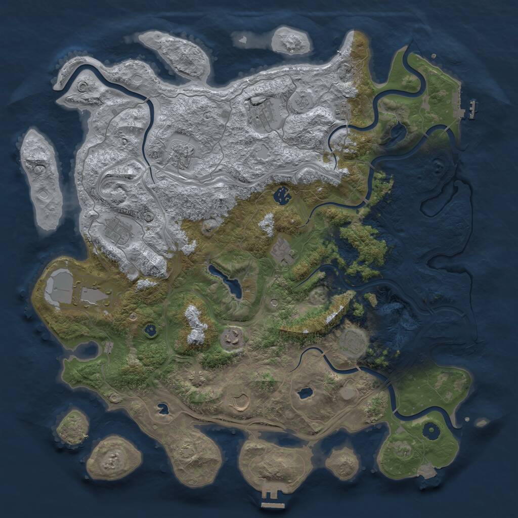 Rust Map: Procedural Map, Size: 4500, Seed: 299004793, 16 Monuments