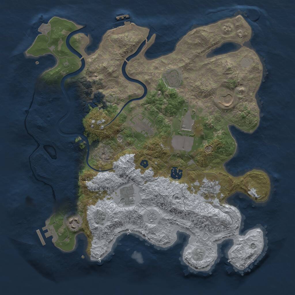 Rust Map: Procedural Map, Size: 3600, Seed: 155454829, 15 Monuments