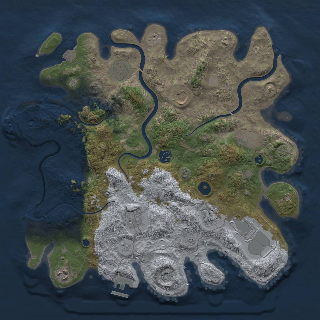 Rust Map: Procedural Map, Size: 3750, Seed: 619179, 15 Monuments