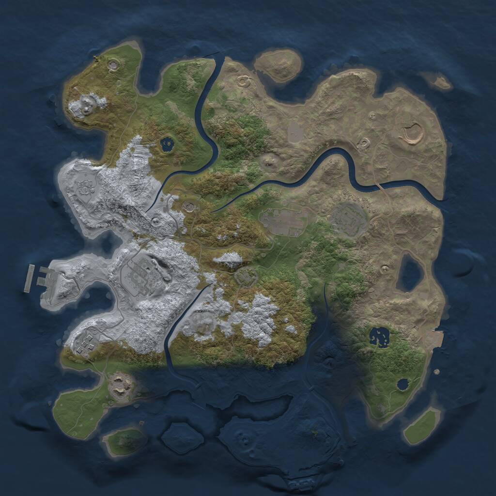Rust Map: Procedural Map, Size: 3500, Seed: 656438, 13 Monuments
