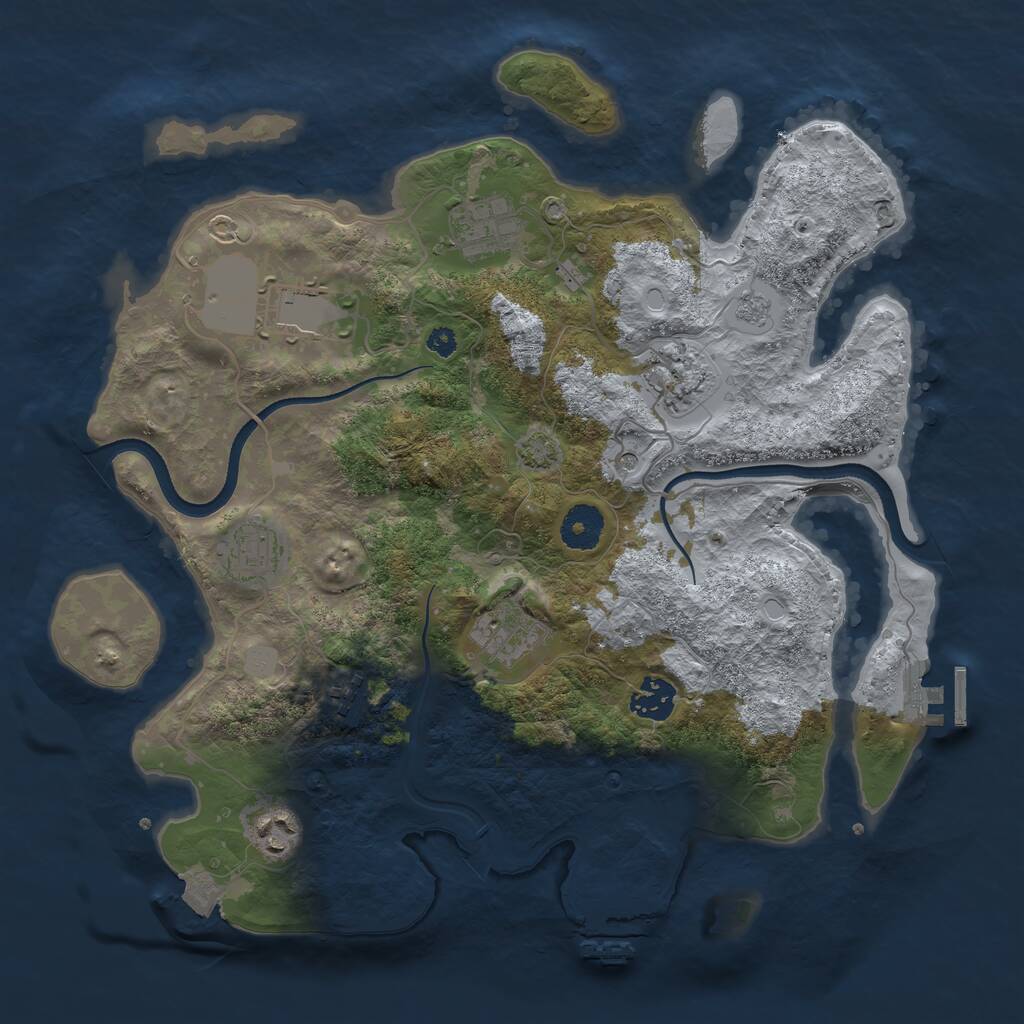 Rust Map: Procedural Map, Size: 3500, Seed: 110907, 14 Monuments