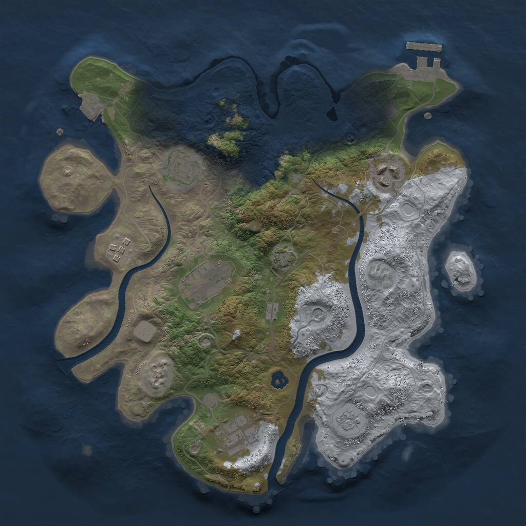 Rust Map: Procedural Map, Size: 3000, Seed: 511568, 10 Monuments