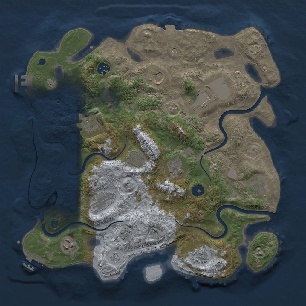 Rust Map: Procedural Map, Size: 3750, Seed: 681373, 17 Monuments