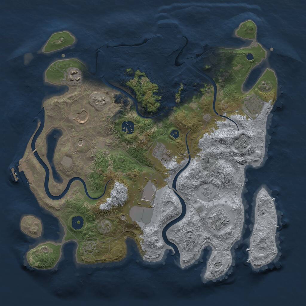 Rust Map: Procedural Map, Size: 3500, Seed: 913373, 14 Monuments