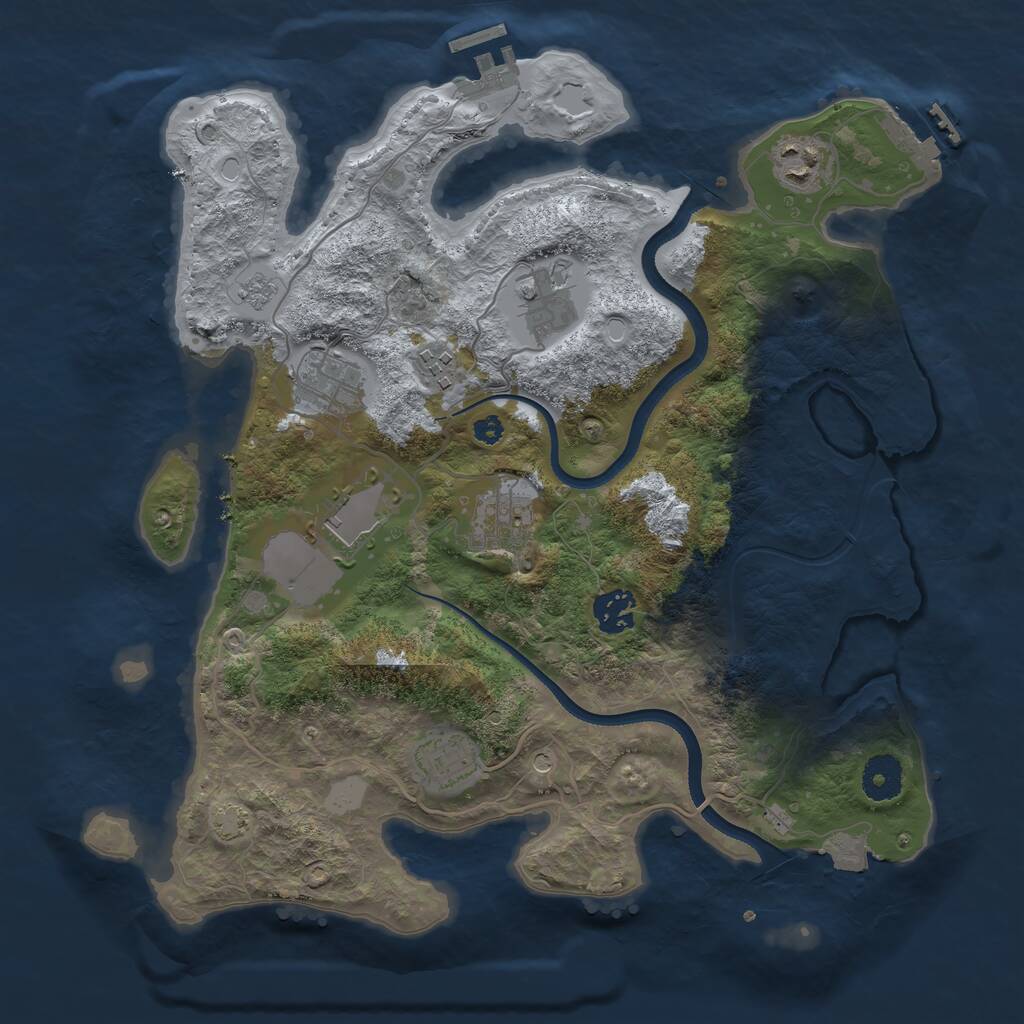 Rust Map: Procedural Map, Size: 3500, Seed: 925141, 14 Monuments