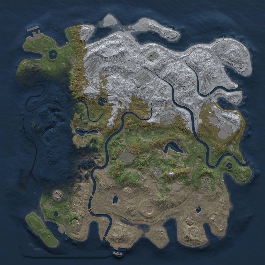 Rust Map: Procedural Map, Size: 4500, Seed: 515193, 16 Monuments