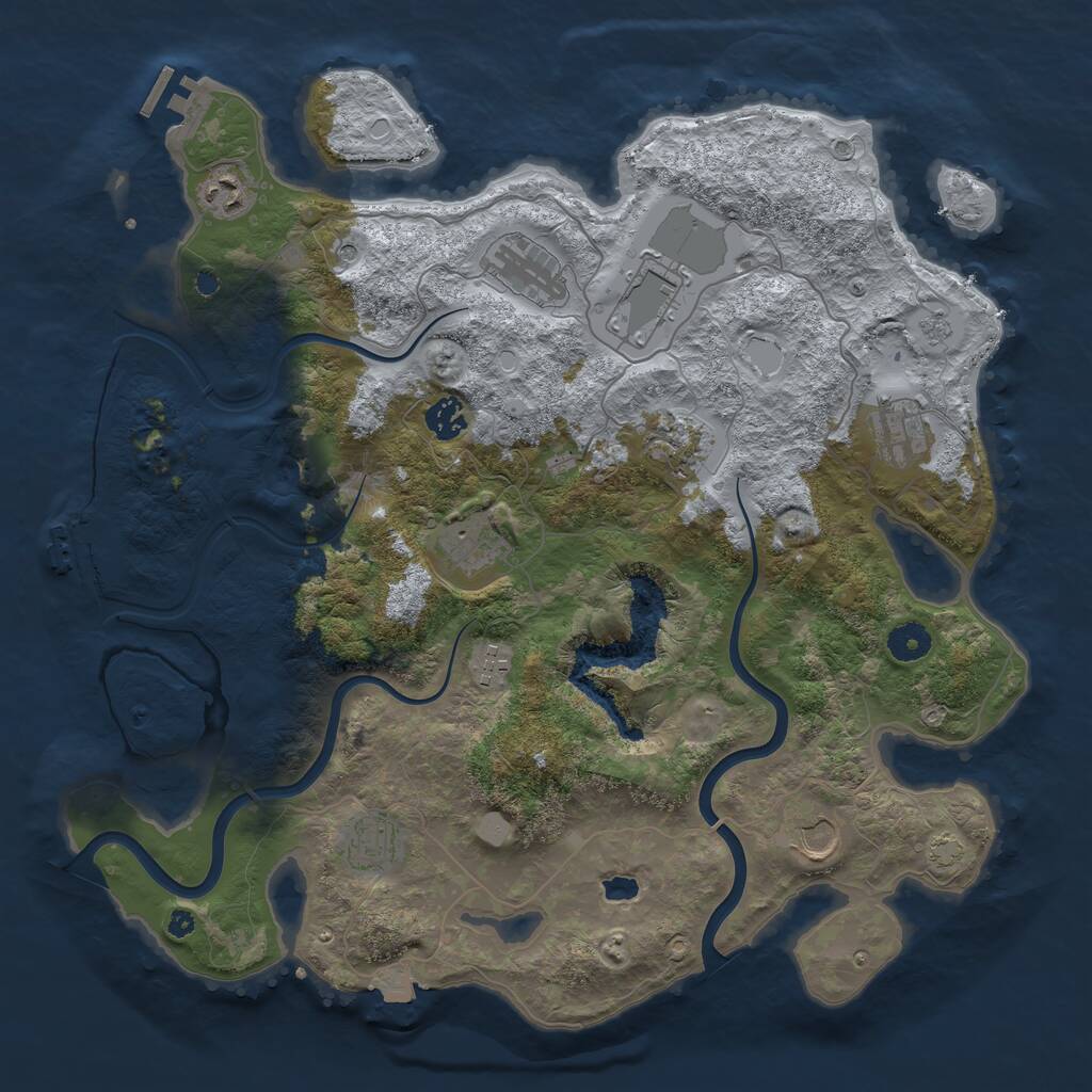 Rust Map: Procedural Map, Size: 4000, Seed: 2064062542, 16 Monuments