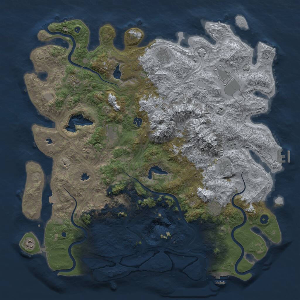 Rust Map: Procedural Map, Size: 5000, Seed: 309621, 16 Monuments