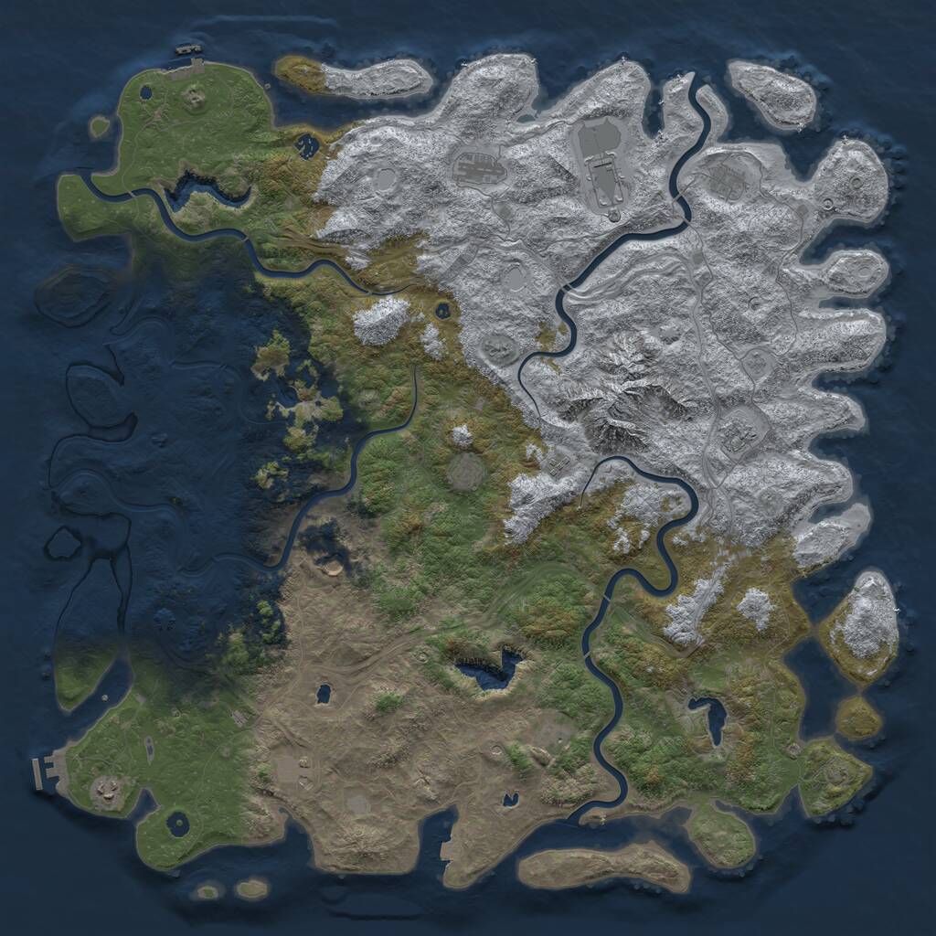 Rust Map: Procedural Map, Size: 6000, Seed: 4180085, 17 Monuments