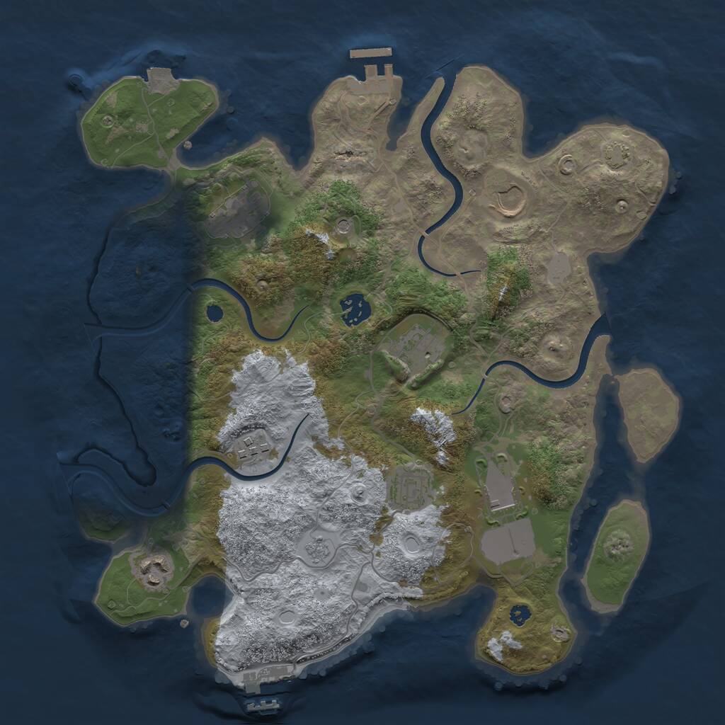 Rust Map: Procedural Map, Size: 3500, Seed: 255014, 14 Monuments