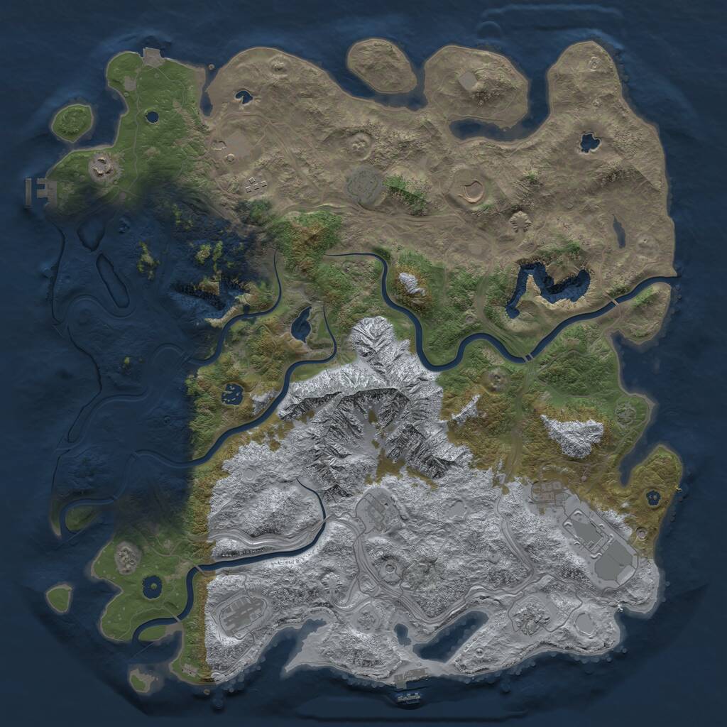 Rust Map: Procedural Map, Size: 5000, Seed: 128404, 17 Monuments