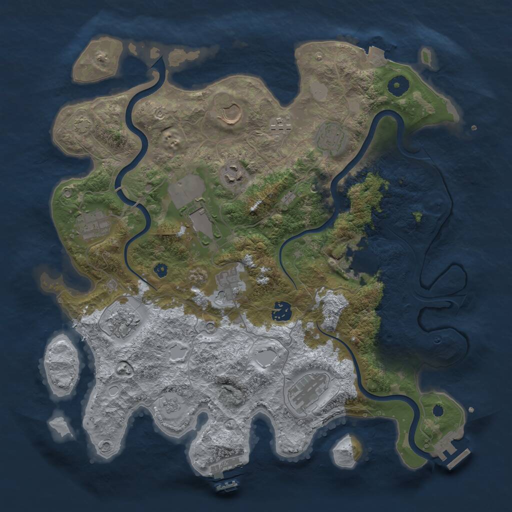 Rust Map: Procedural Map, Size: 3750, Seed: 933977, 17 Monuments