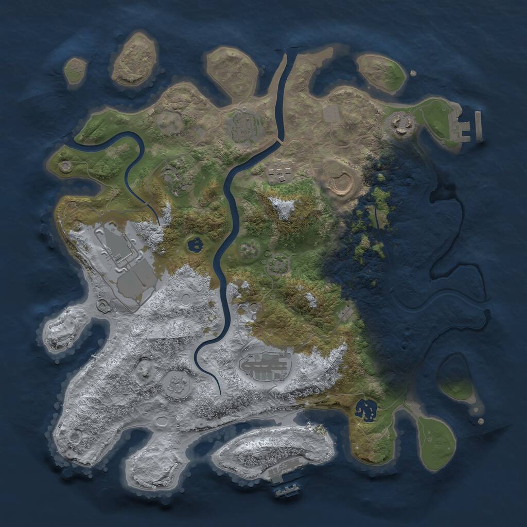 Rust Map: Procedural Map, Size: 3500, Seed: 410722, 14 Monuments