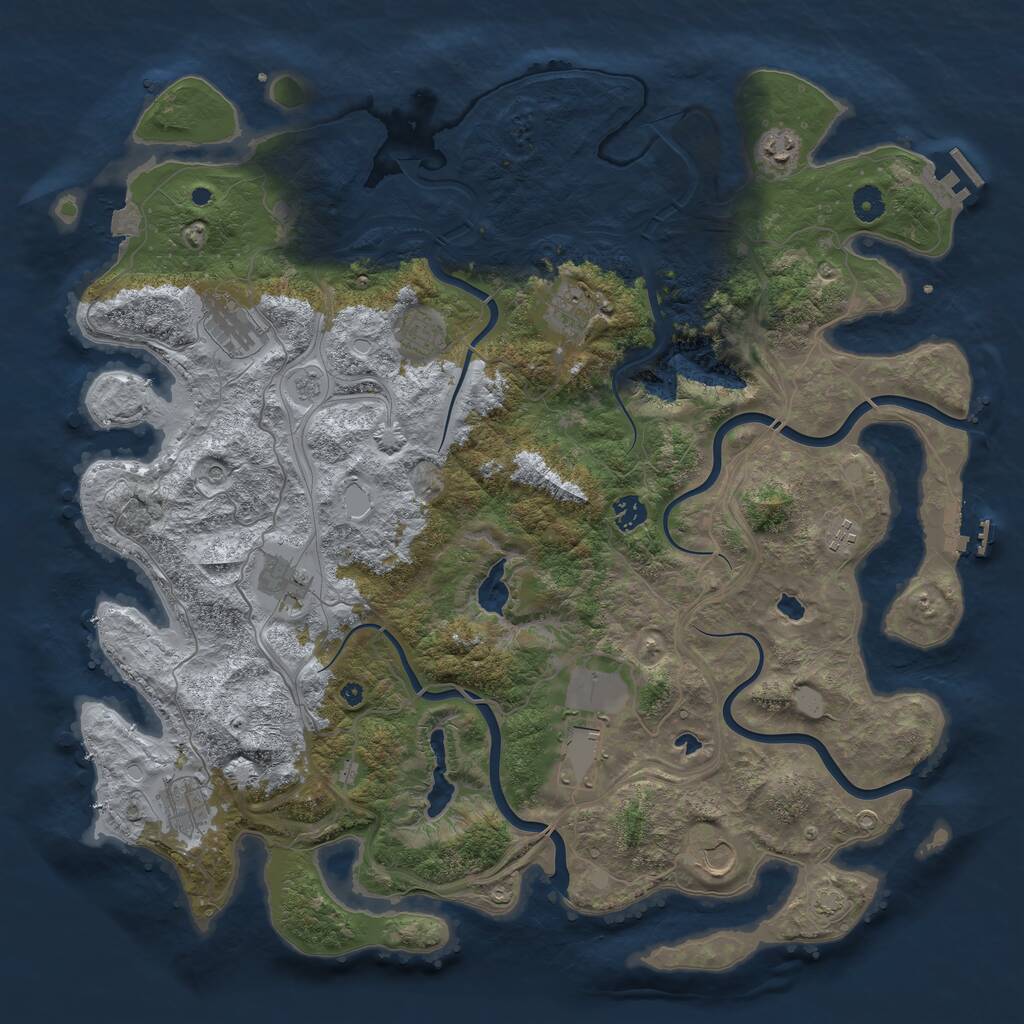 Rust Map: Procedural Map, Size: 4500, Seed: 348036, 16 Monuments