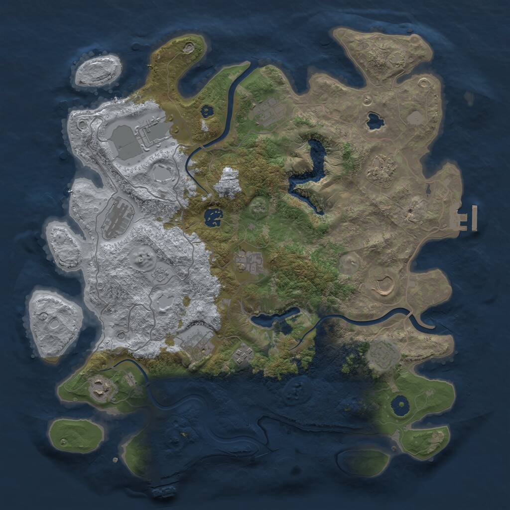 Rust Map: Procedural Map, Size: 4000, Seed: 1877915644, 17 Monuments