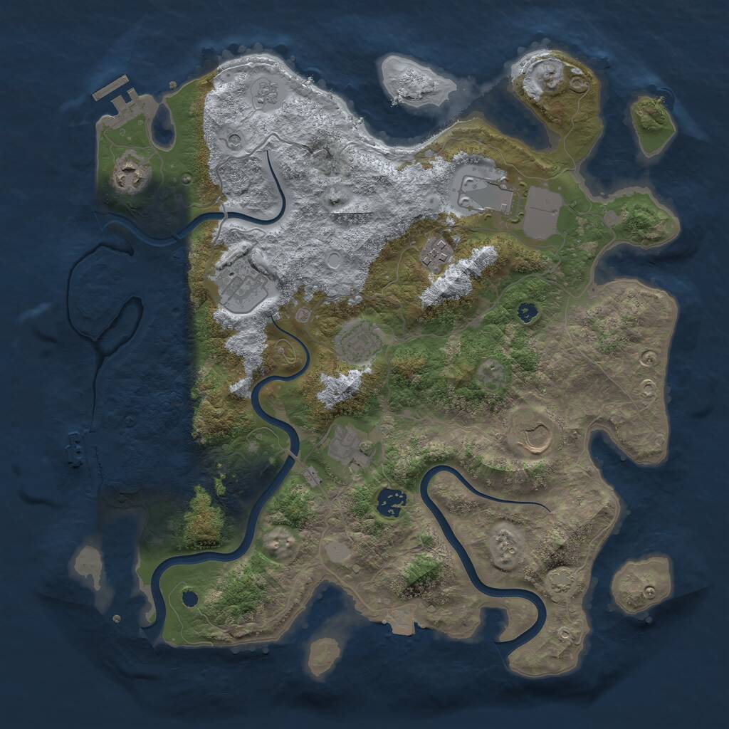 Rust Map: Procedural Map, Size: 3750, Seed: 493817, 14 Monuments